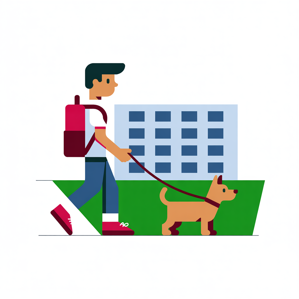 Male student with pet moving into apartment