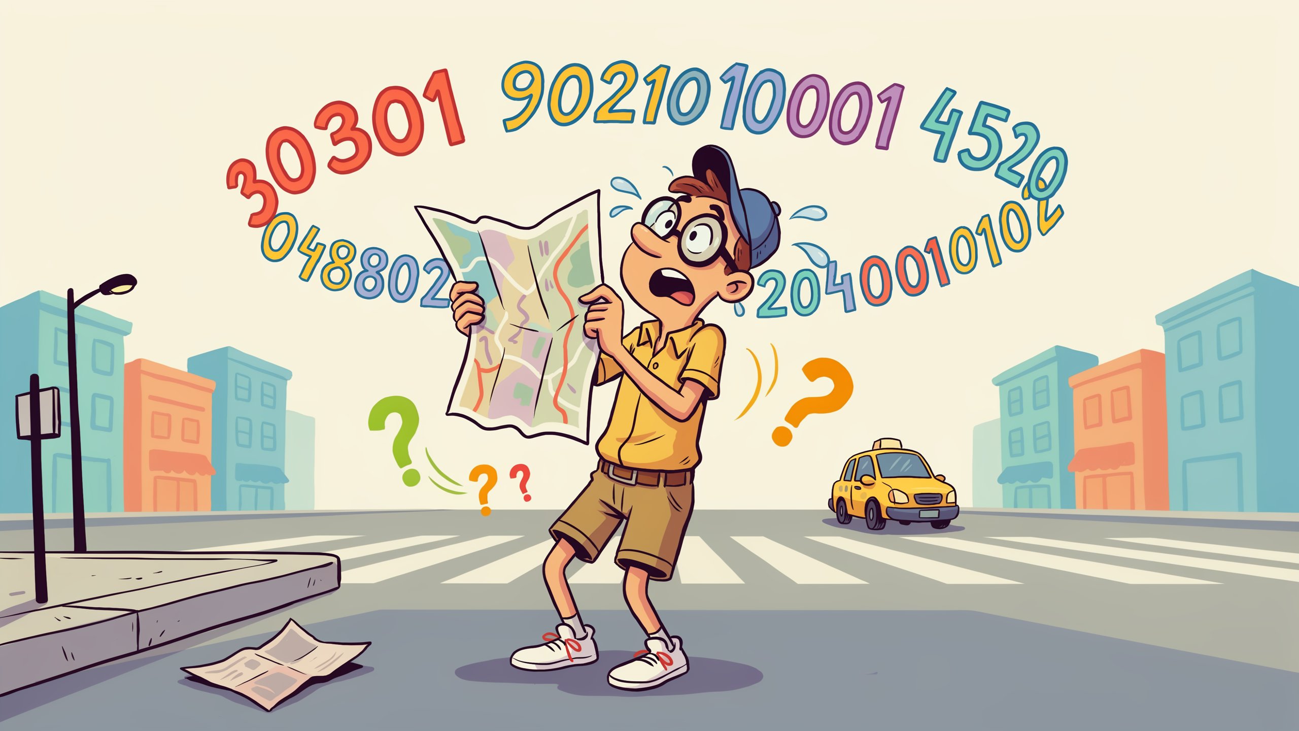 A young man confused trying to locate a Tuscaloosa Zip Code Map.