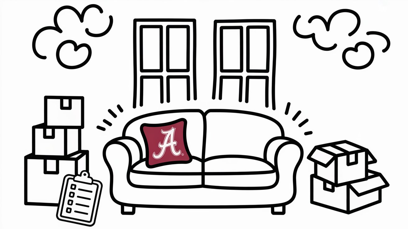Cozy living room with Alabama decor